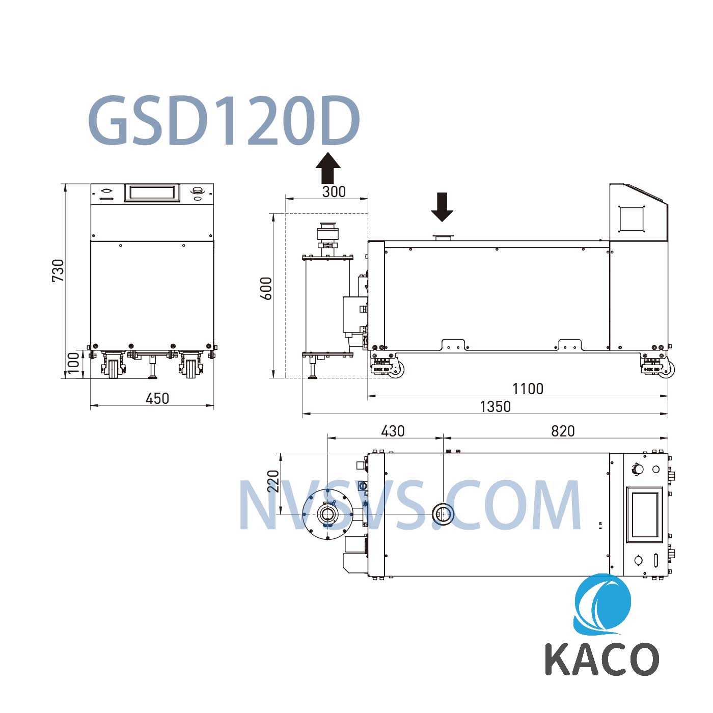 鮑斯GSD120系列無油螺桿干泵GSD120D安裝尺寸圖紙