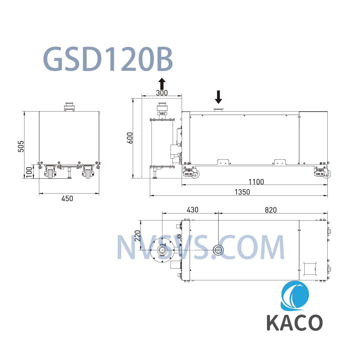 鮑斯GSD120系列無油螺桿干泵GSD120B安裝尺寸圖紙